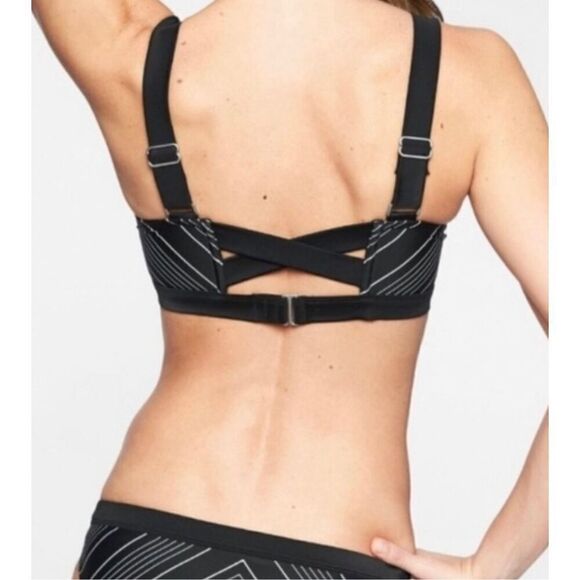 Athleta Chevron Black and White Underwire Bikini Top Size 34B/C - Picture 1 of 6